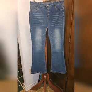 Classic Blue Button Fly Women's Jeans